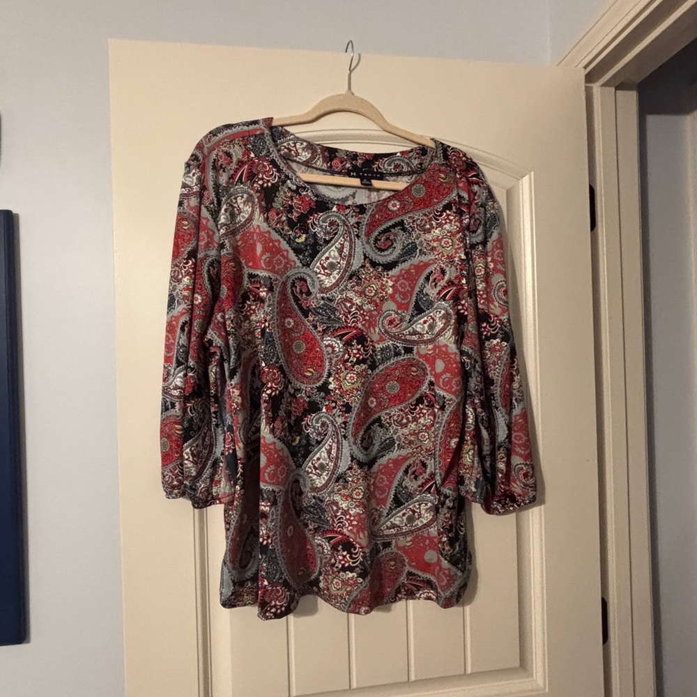 Paisley Print Women's Top - Red and Black